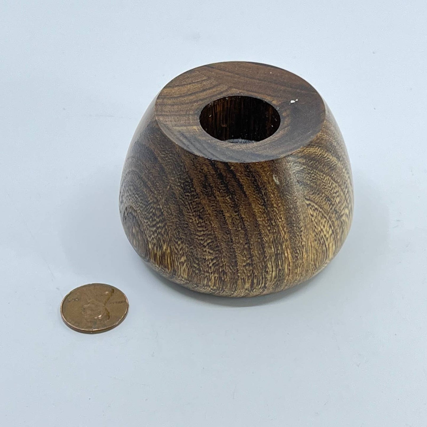 Vintage Hand Turned Solid Walnut Candle Holder OZ Crafts Fairchild WI TE7