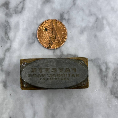 Vintage Printers Block Plate Fayetteville National Bank and Trust TJ513