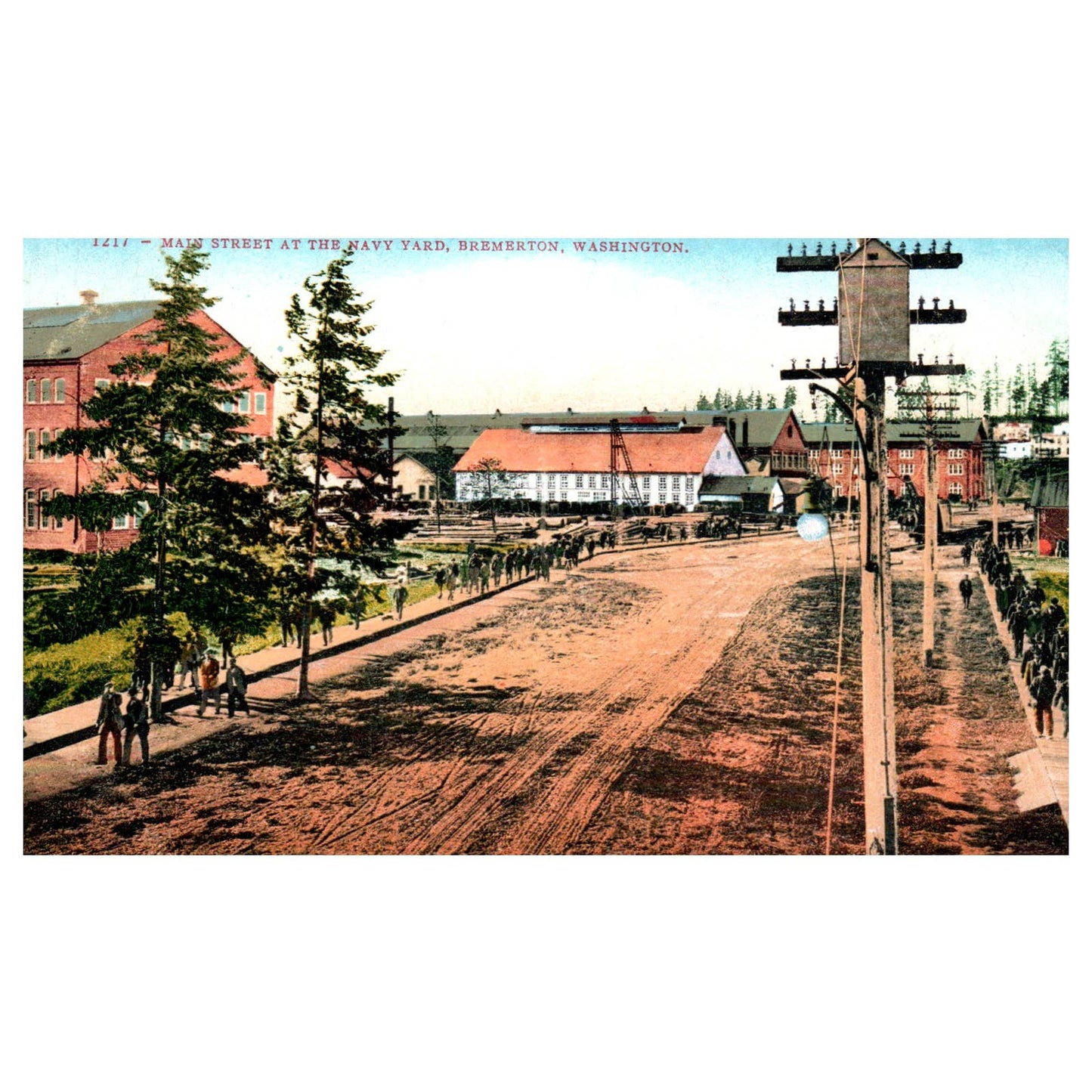 Main Street at Navy Yard Bremerton Washington - Original Postcard TJ8-5