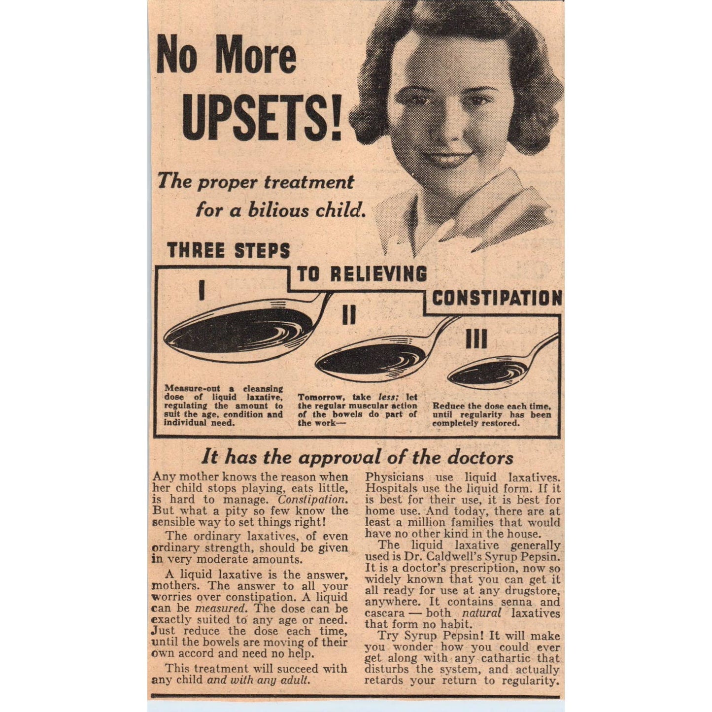 1935 Minneapolis Journal Newspaper Ad Pepsin Constipation Relief FL5-5