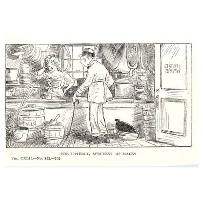 Political Cartoon Comic The Spruciest of Males - 1903 Original Ad TJ7-S
