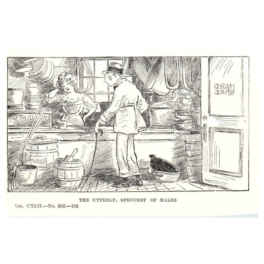 Political Cartoon Comic The Spruciest of Males - 1903 Original Ad TJ7-S