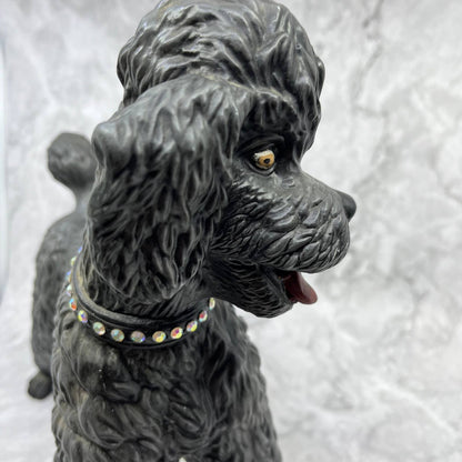 Vintage MCM Porcelain Brown Black Gray Poodle Statue Figurine 13x11 TJ2