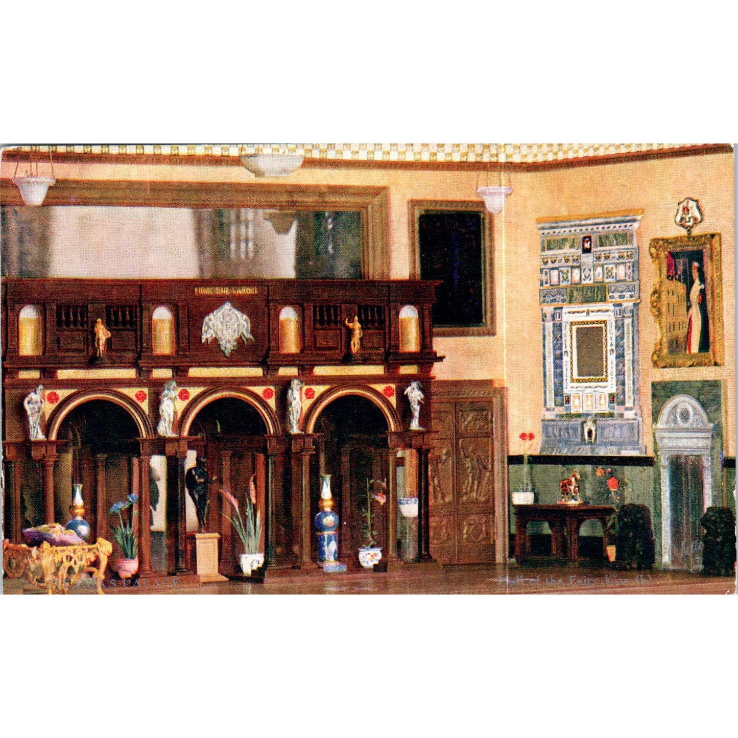 Titania's Palace Hall of the Fairy Kiss Raphael Tuck Oilette Postcard TK1-P14