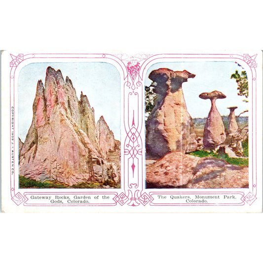 Garden of the Gods, The Quakers Monument CO 1909 Original Postcard P2-8
