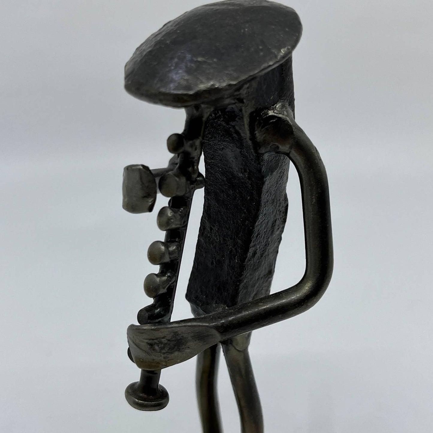 Vintage Jazz Clarinet Player Metal Sculpture Railroad Spike Art 6" TC8