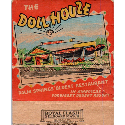 The Doll House Palm Springs CA Wide Advertising Matchbook Cover SA9-M7