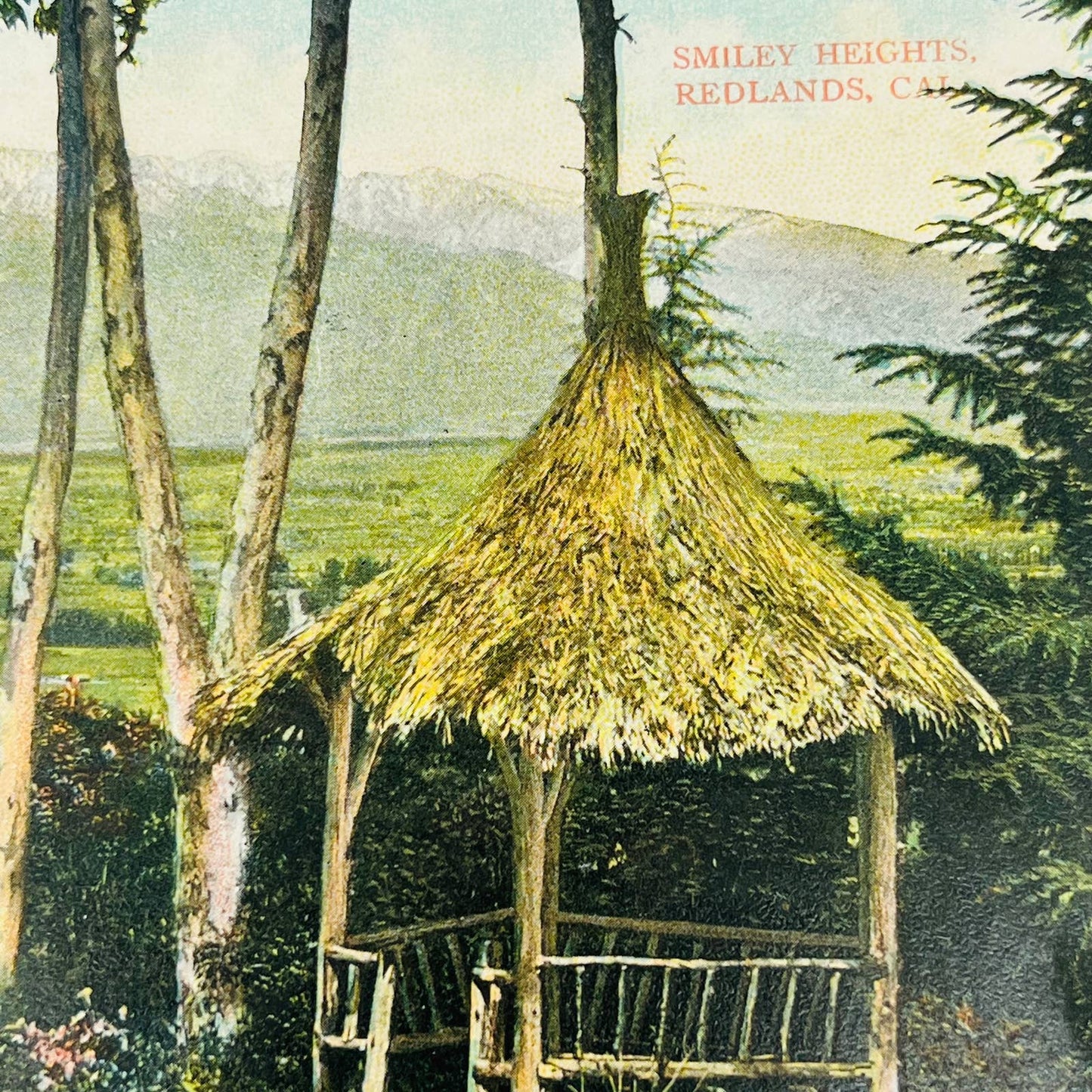 1910 Postcard Gazebo Hut Mountains Smiley Heights Redlands California PA8