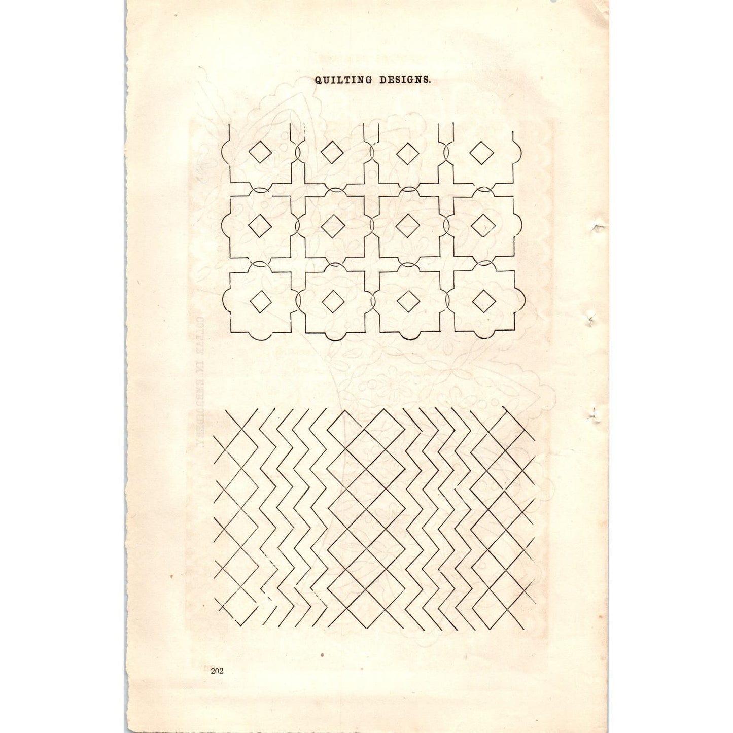 1861 Original Collar Embroidery Pattern Engraving Print Godey's Lady's Book D4-1