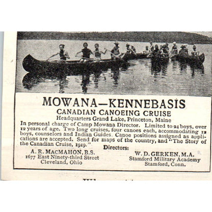 c1920 Harper's Ad Camp Kenjocketee for Girls James W Tyson South Strafford EA3-1