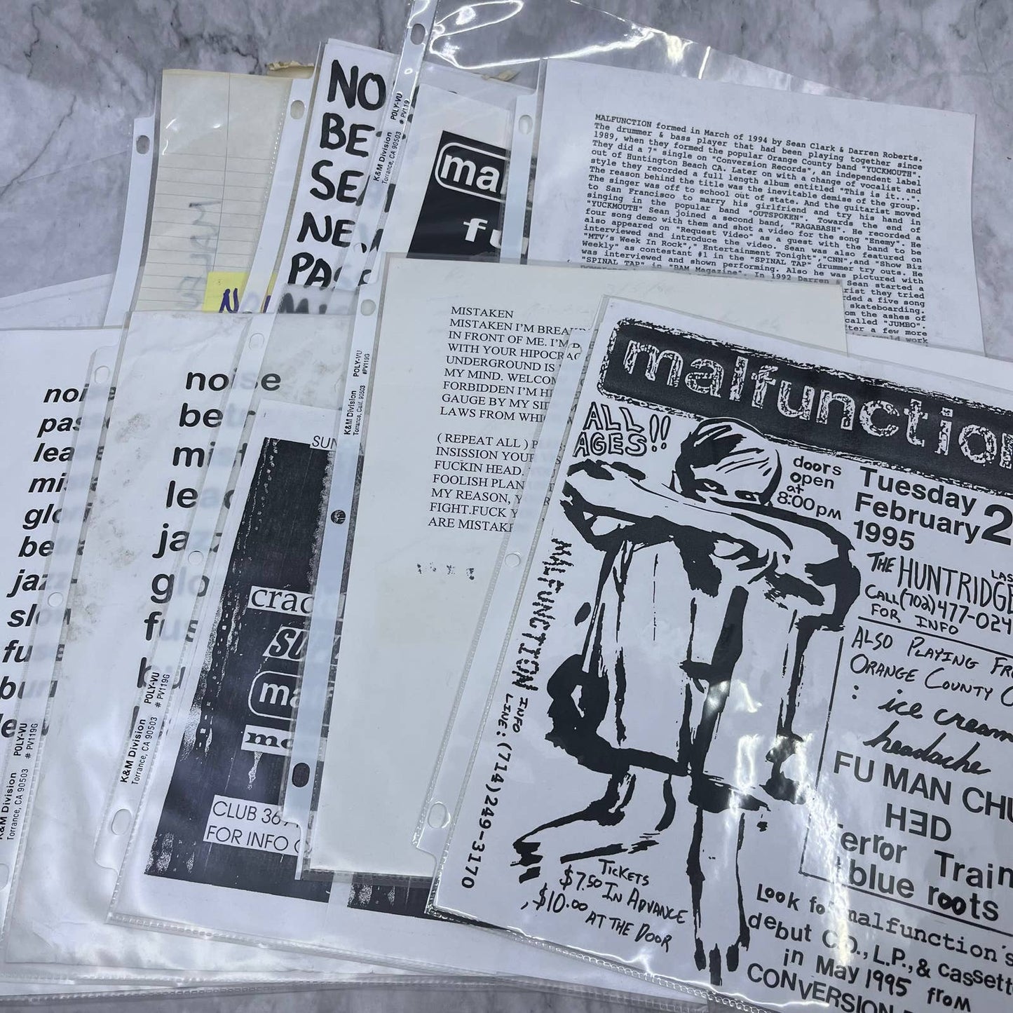 Vintage Malfunction California Indie Rock Fan Ephemera Collection FL5