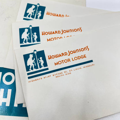 1950s Howard Johnson’s Motor Lodge Guest Folder & Envelopes St. Louis MO TE3