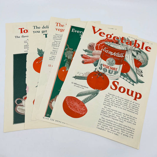 1925 Lot of 5 Campbells Soup Advertisements 8x12” C13-1