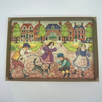 1970s Vintage 35 Piece Jumbo Puzzle 1191 Holland COMPLETE Dutch Kids Cat TH2