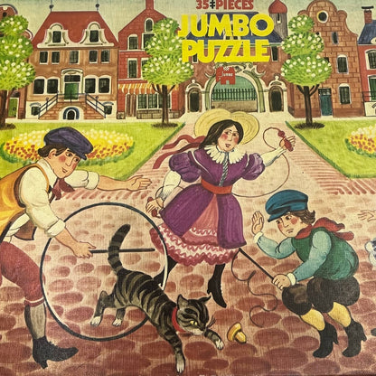 1970s Vintage 35 Piece Jumbo Puzzle 1191 Holland COMPLETE Dutch Kids Cat TH2