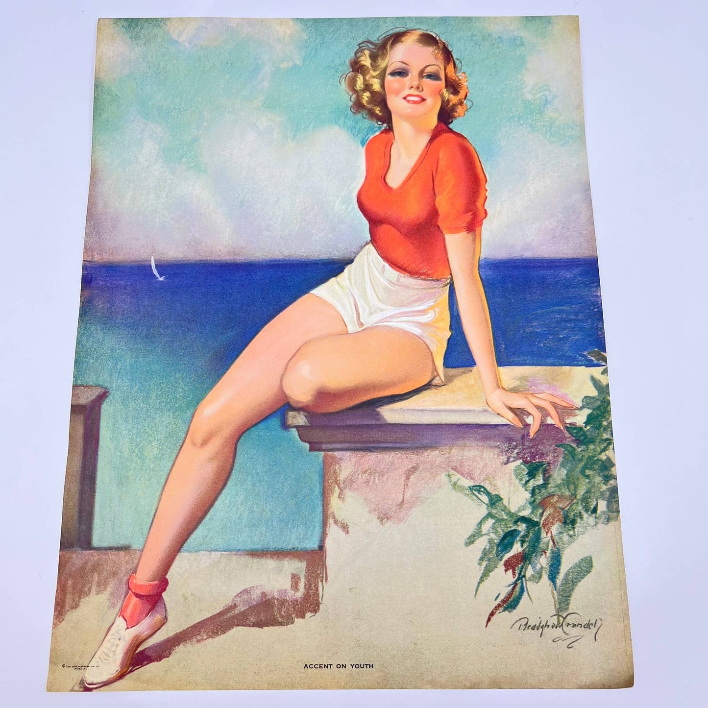 c1940s Advertising Poster Pin Up Art Bradshaw Crandell Accent on Youth 11x14 AA8