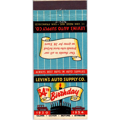 Levin's Auto Supply Co 1954 San Francisco Advertising Matchbook Cover MM11-8