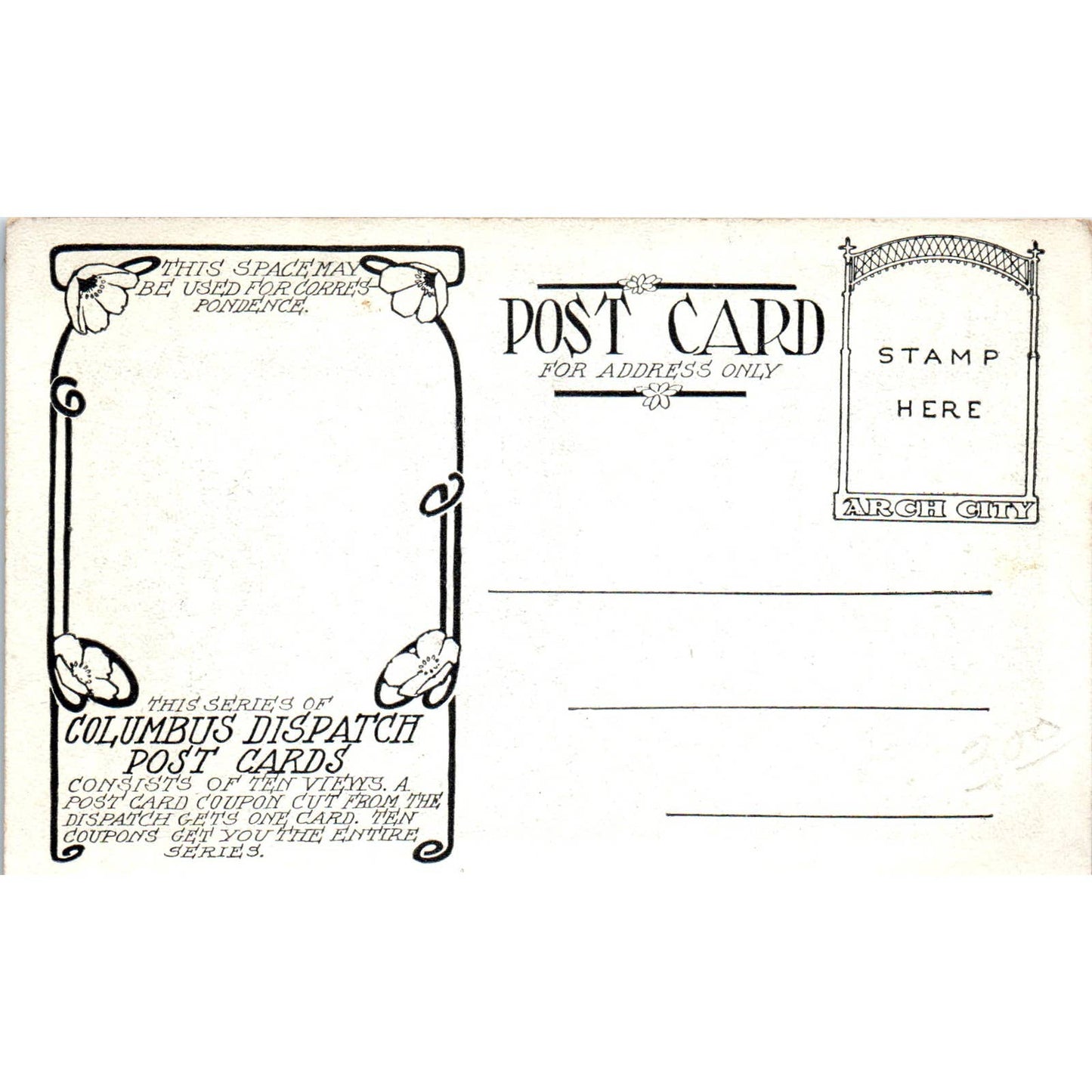 Antique Postcard North Side Arches from the Viaduct Columbus OH TD8-O2