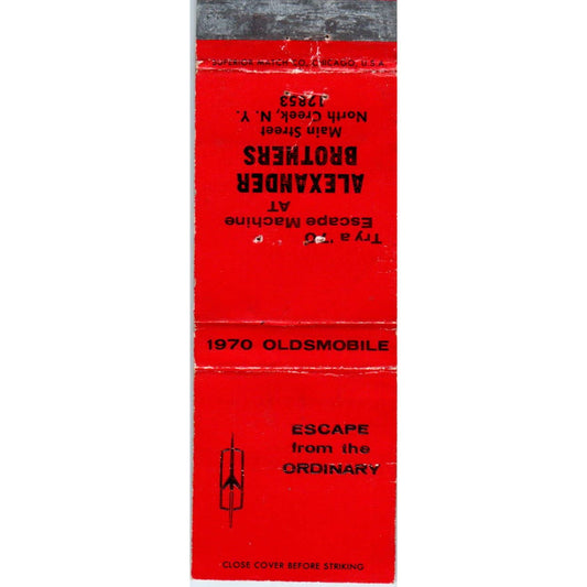 1970 Oldsmobile Alexander Bros North Creek NY Advertising Matchbook Cover SA1-M8