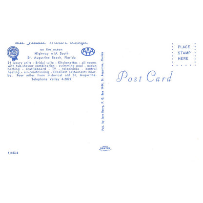 Vintage Postcard - La Fiesta Motor Lodge AAA St. Augustine Florida AD9