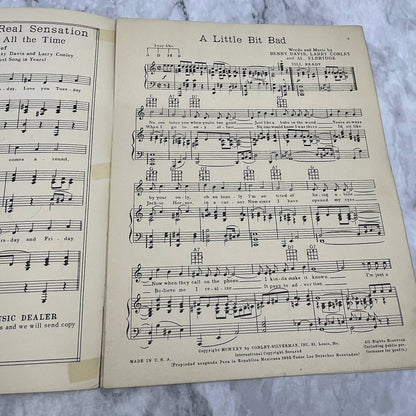 A Little Bit Bad Benny Davis Larry Conley Al Eldridge 1925 Sheet Music TK2-SM4