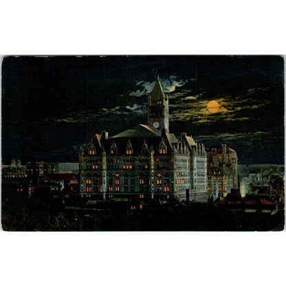 City Post Office at Night c1905 Washington D.C. Original Postcard TK1-P2