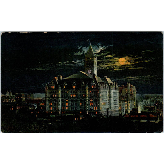 City Post Office at Night c1905 Washington D.C. Original Postcard TK1-P2