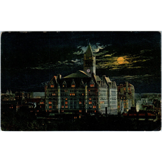 City Post Office at Night c1905 Washington D.C. Original Postcard P1-16