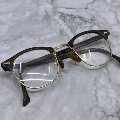 1950s Shuron Ronsir Brown 12k Gold Filled Eyeglasses TE3