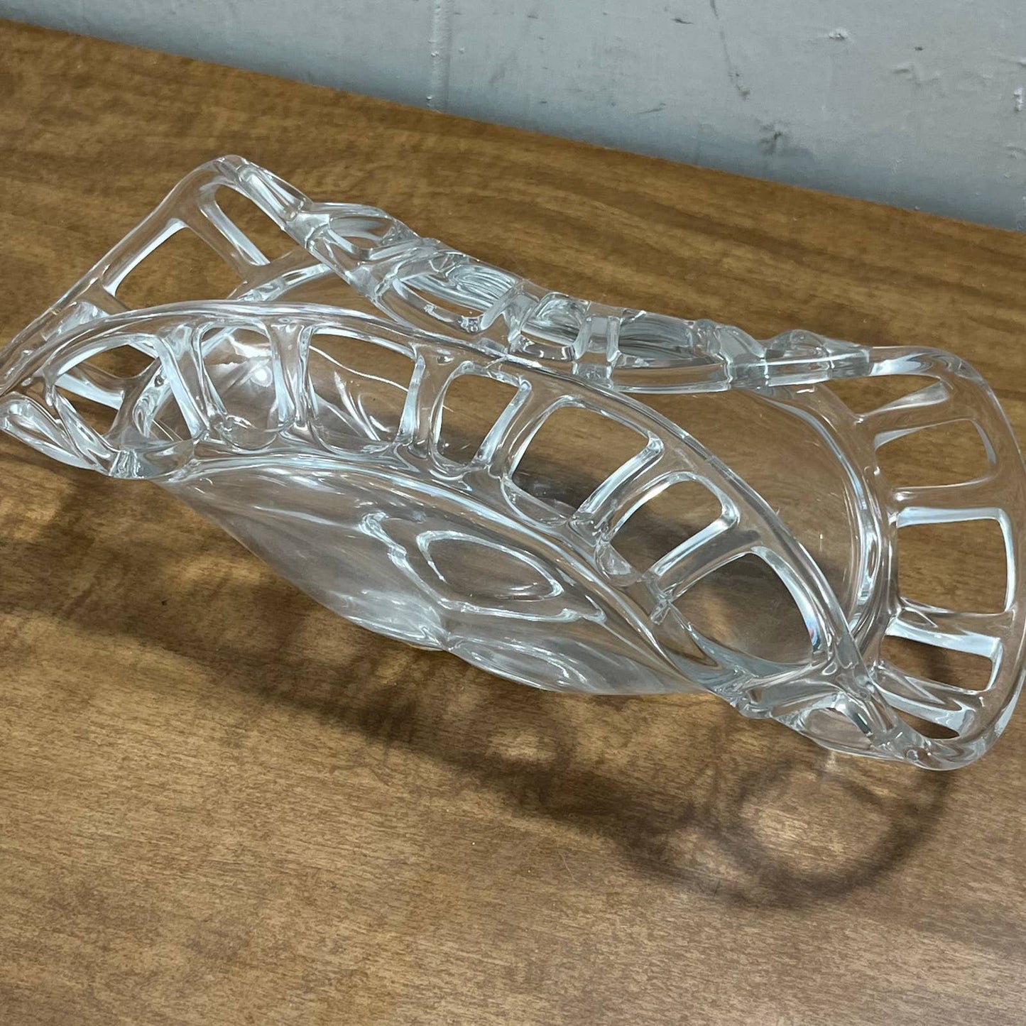 Vintage Art Glass Lattice Edge Pinched Glass Tray 10 x 4” TI5