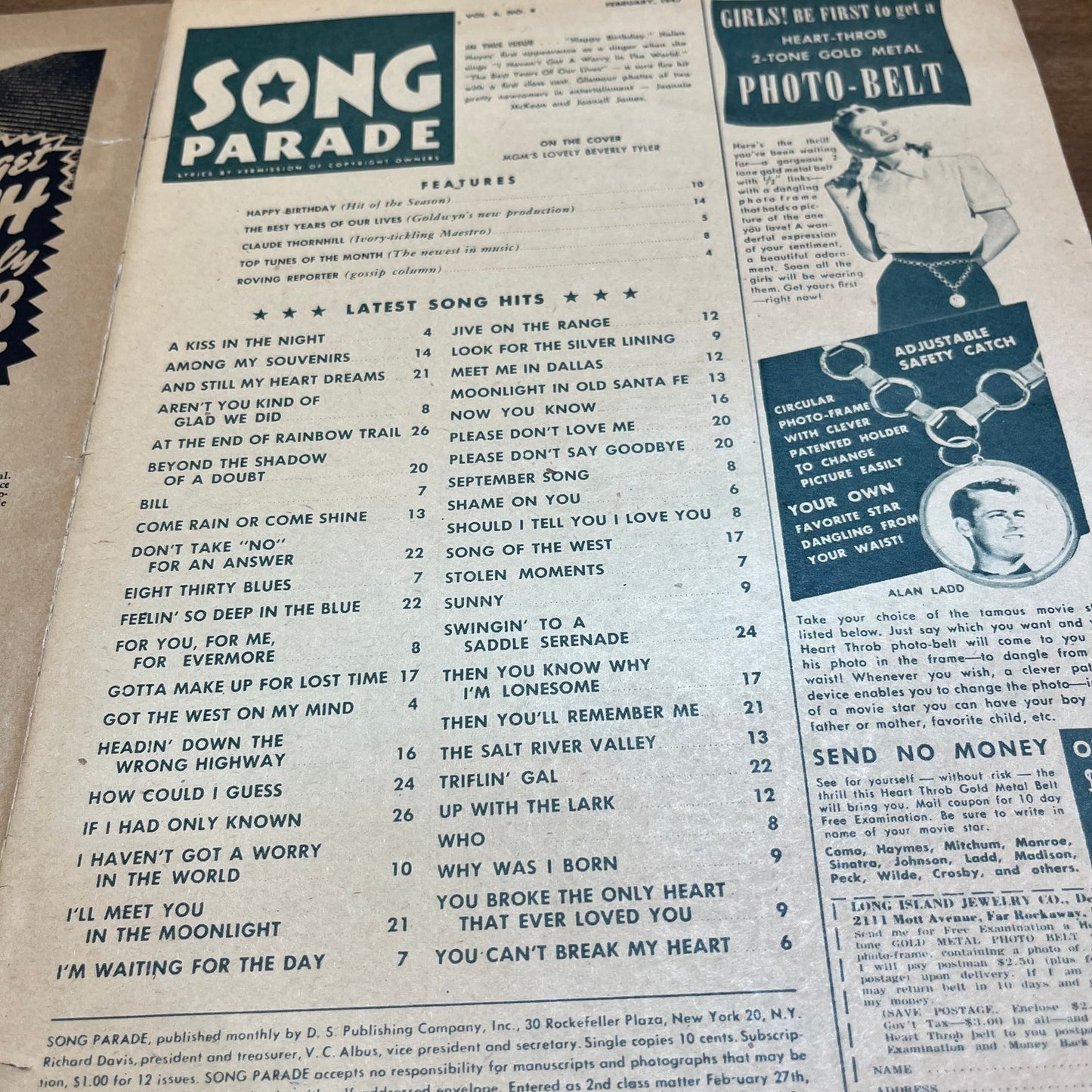 Song Parade Magazine 1947 February Beverly Tyler The Best Years of Our Lives M1-1