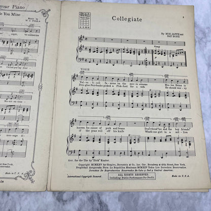Vintage 1925 COLLEGIATE Sheet Music Moe Jaffe and Nat Bonx TH5