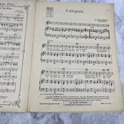 Vintage 1925 COLLEGIATE Sheet Music Moe Jaffe and Nat Bonx V38