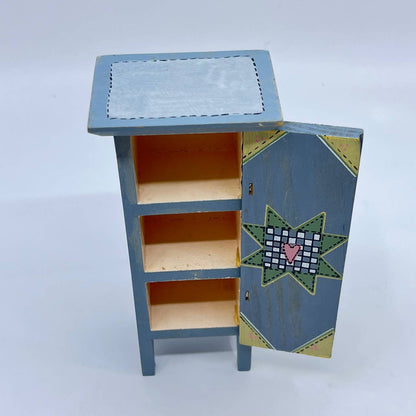 Vintage Dollhouse Furniture Handmade Painted Wood Cabinet 5.75 x 3.5” TF4