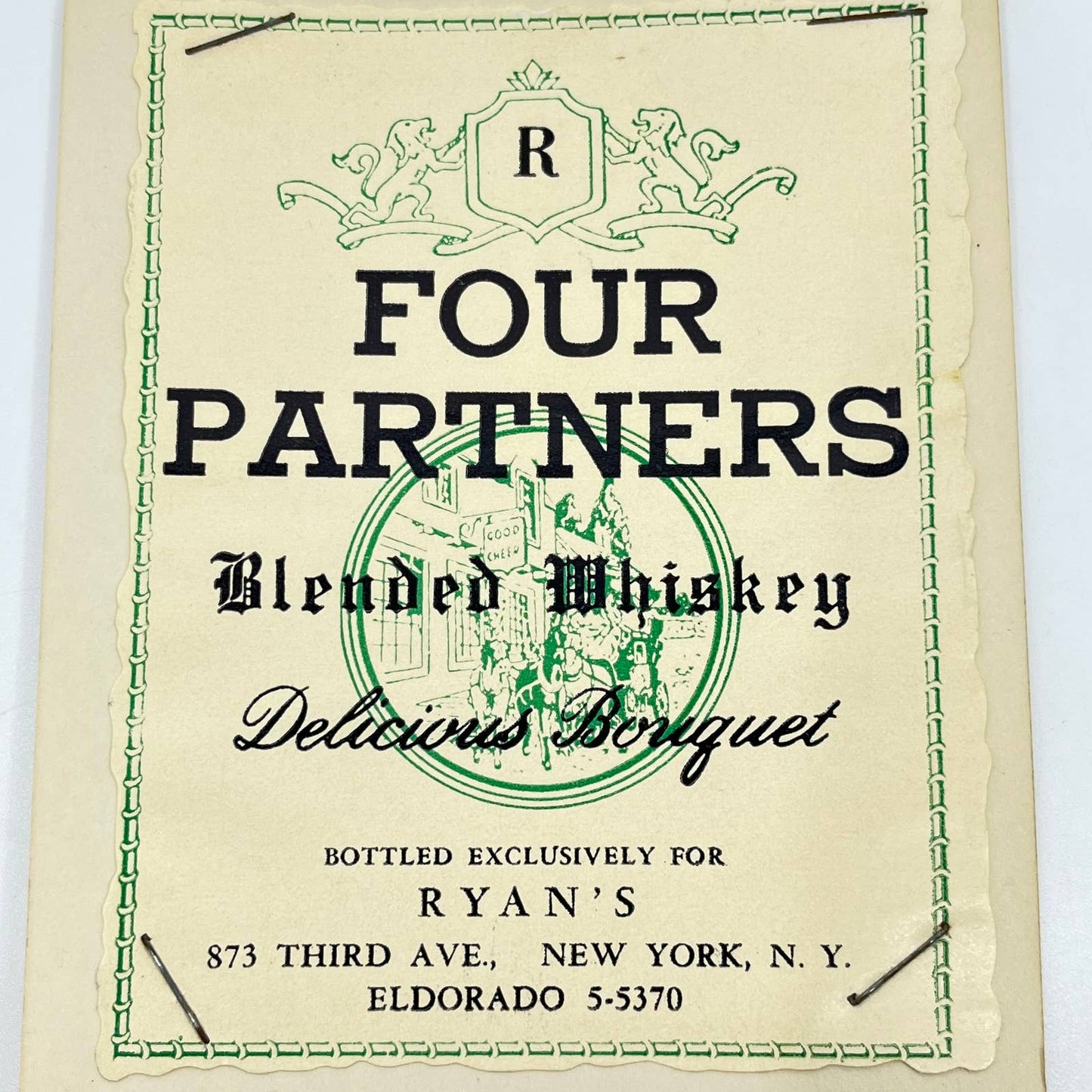 Four Partners Blended Whiskey Label Ryan’s 873 Third Ave New York NY