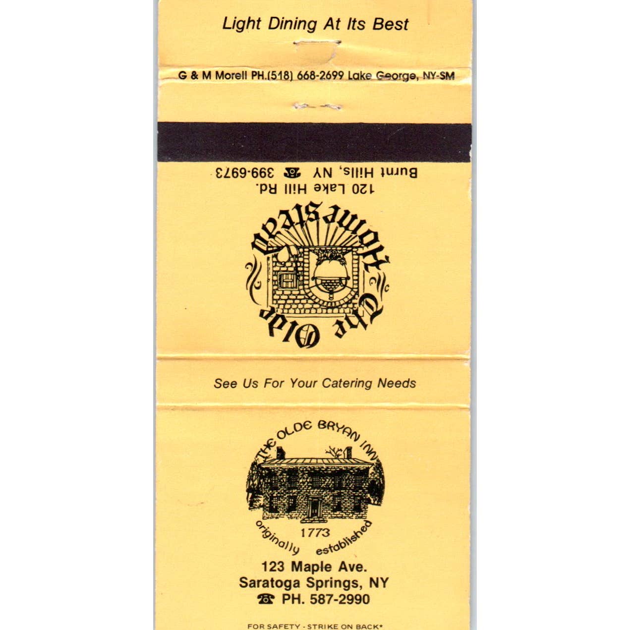 The Olde Homestead Burnt Hills NY Advertising Matchbook Cover SA1-M11