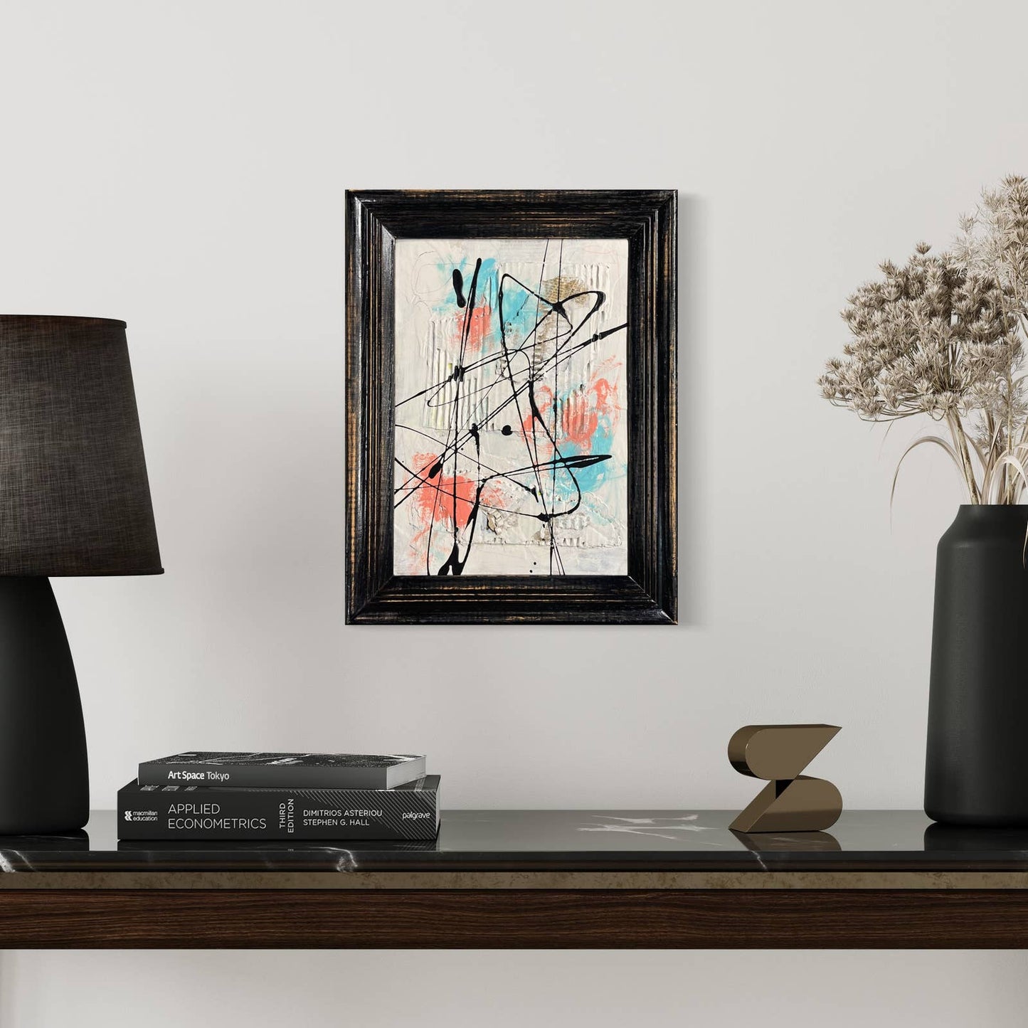 Original Framed Mixed Media Abstract Art Painting 13x17 “Allain" With COA