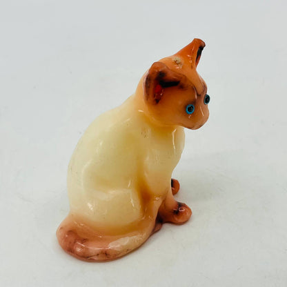 Siamese Cat Candle 3.75 Inch Vintage MCM Blue Glass Eyes TC3