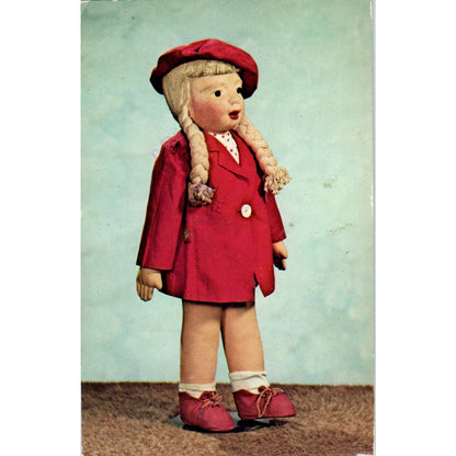 WPA Clay Doll Depression Era Girl in Red Doll Original Postcard PB8