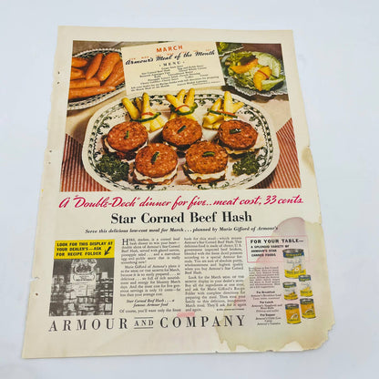 1940-60 Set of 8 Processed Meat Related Original Print Ads TA8