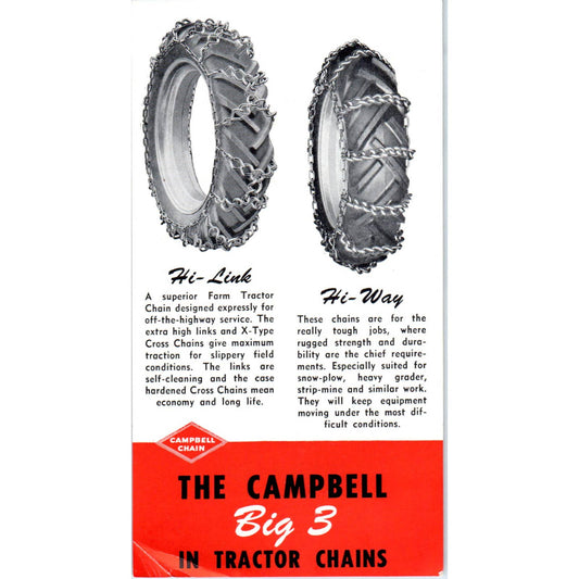 1960s Campbell Tu-Way Tractor Chains Advertising Leaflet Campbell Chain Co. SE5