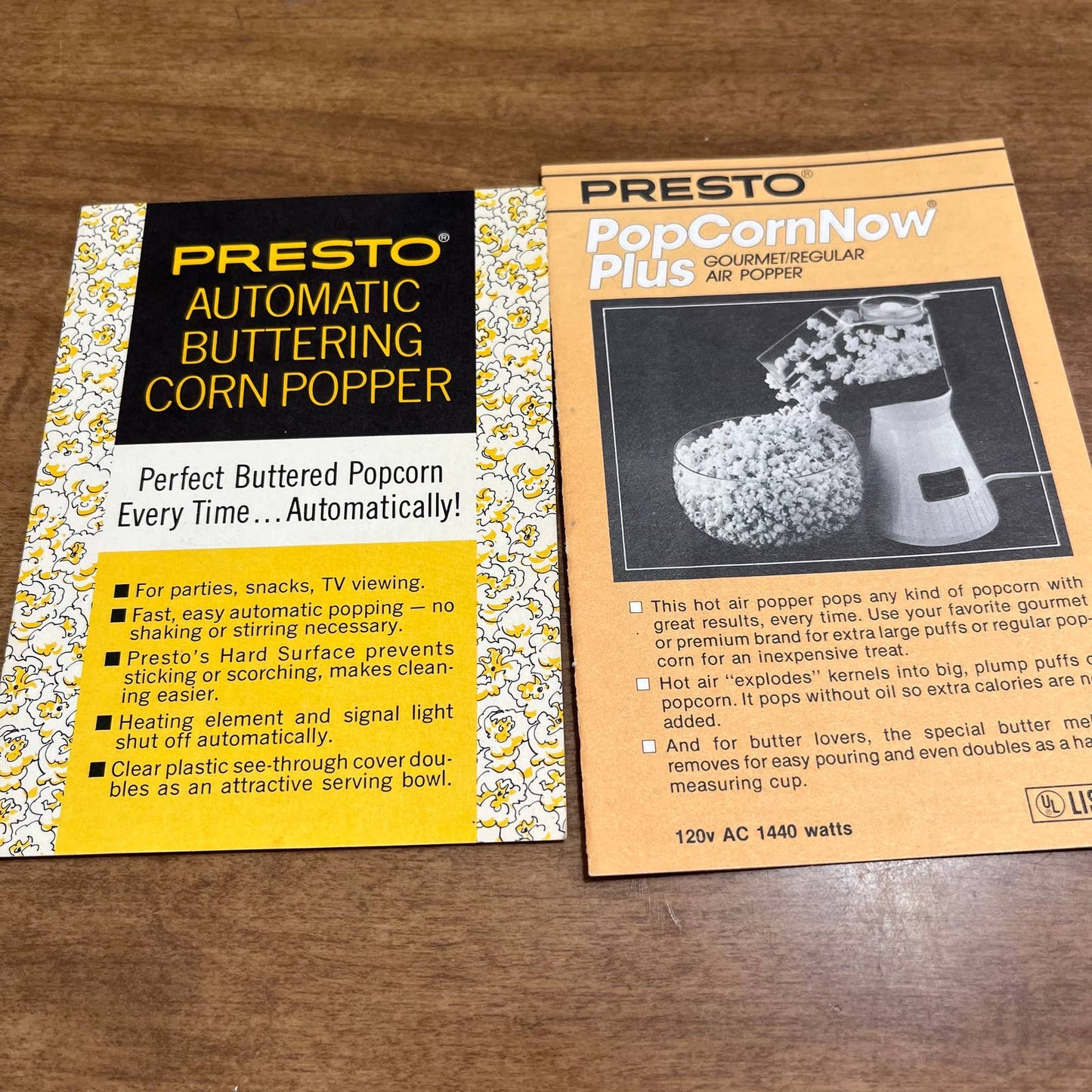 Set of 2 - 1970s - 80s Presto Automatic Popcorn Popper Instruction Manuals A2