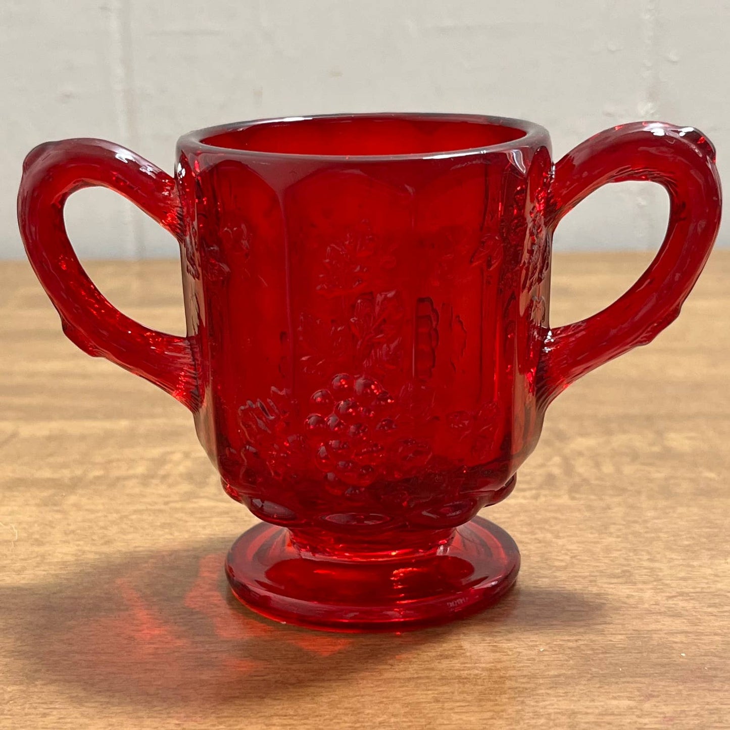 Vintage Westmoreland Paneled Grape Sugar Relish Bowl AMBERINA Ruby Red 3” TA9