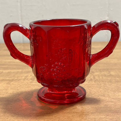 Vintage Westmoreland Paneled Grape Sugar Relish Bowl AMBERINA Ruby Red 3” TA9