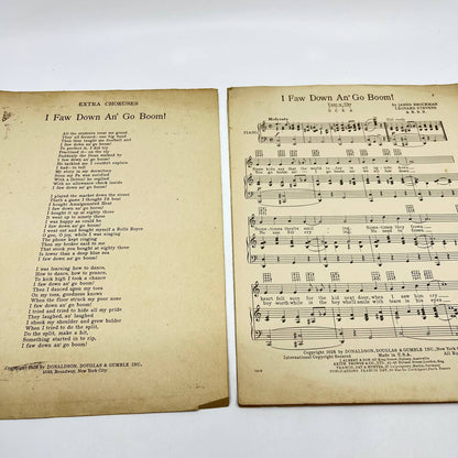 1928 Sheet Music I Faw Down and Go Boom James Brockman Leonard Stevens TF9