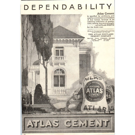 c1920 Harper's Magazine Ad - The Atlas Portland Cement Co TF6-1