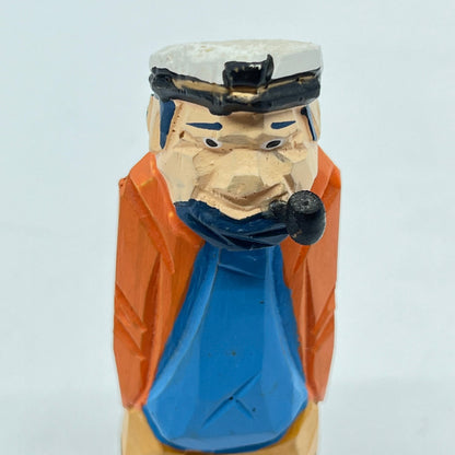 Vintage Hand Carved Painted Ship Captain Statue w/ Pipe 4” Nautical Marine TK3