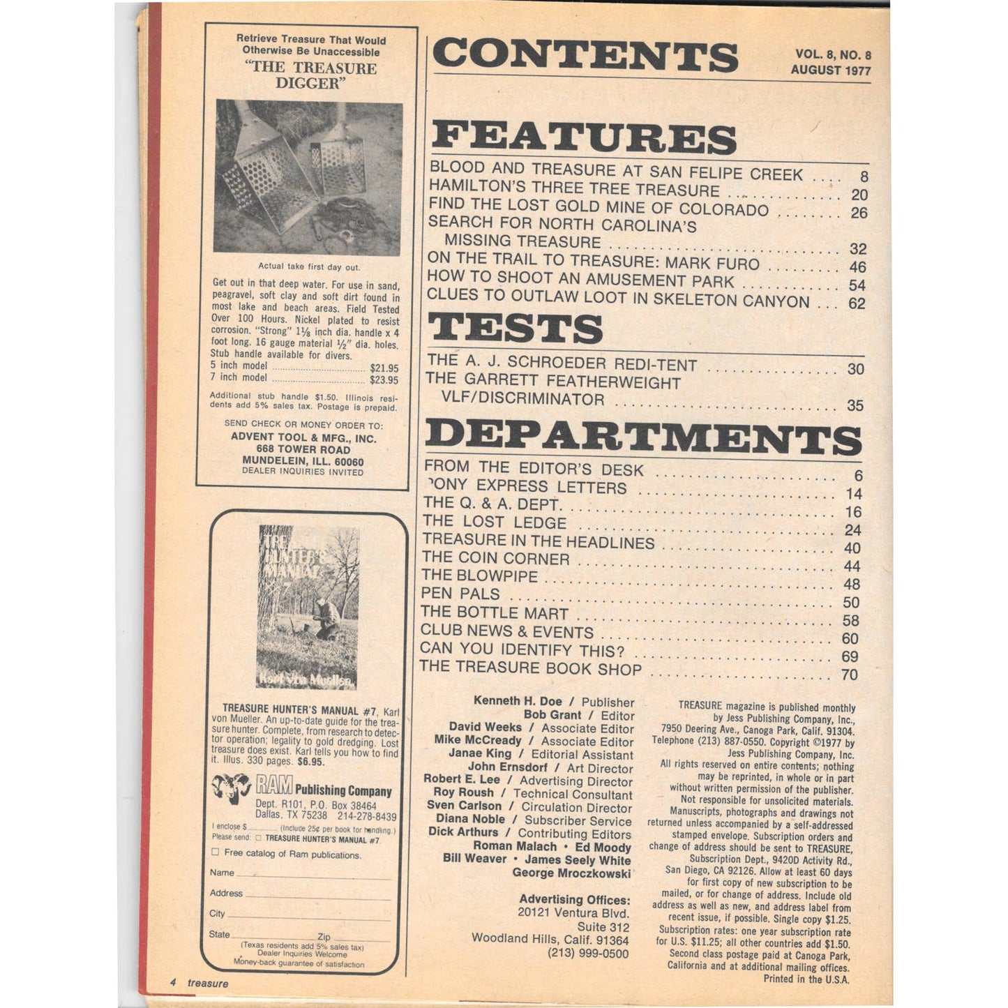 Treasure Magazine - Treasure Hunting Metal Detecting Aug 1977 M3