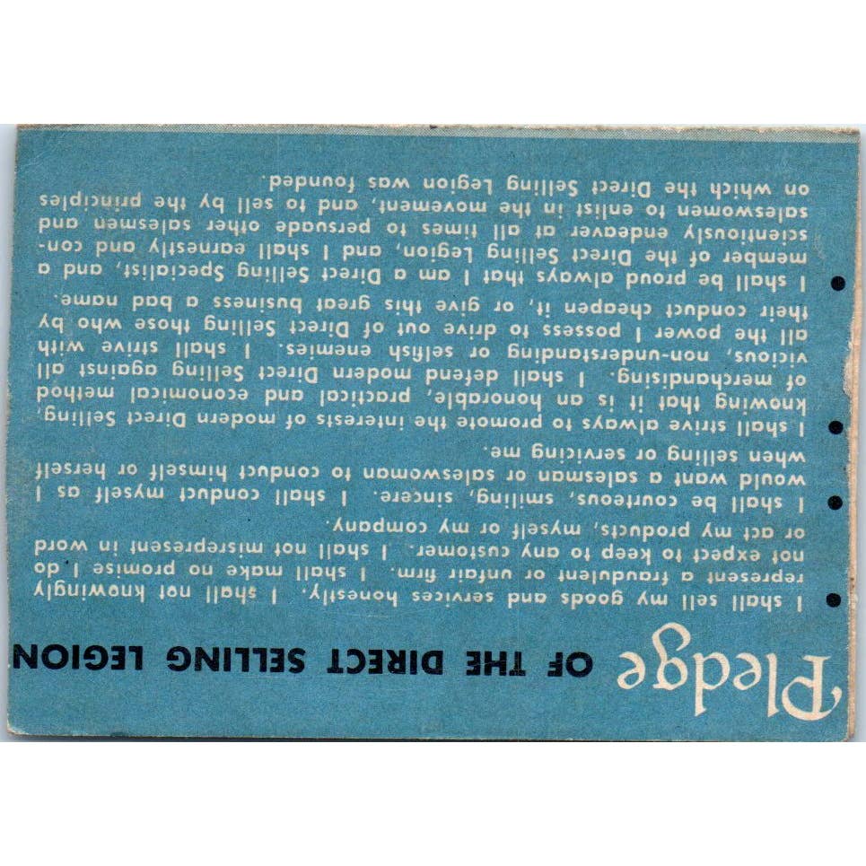1950s Specialty Salesman Direct Selling Legion National Identification Card SE5