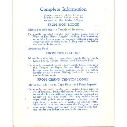 Vintage 1947 Grand Canyon Lodge North Rim Dinner Menu AD7